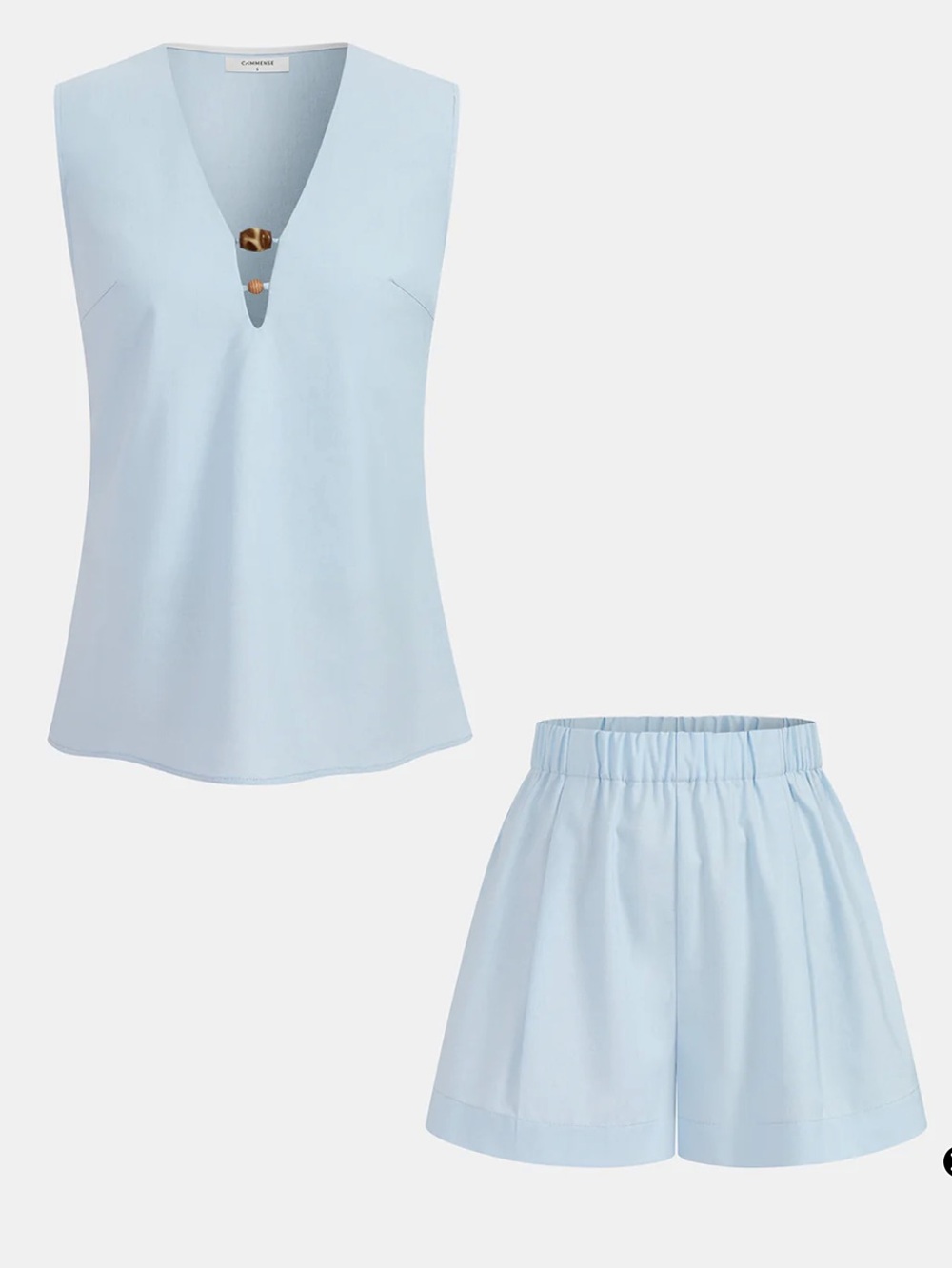 Commense Sleeveless Beaded Linen Blend Top in Light Blue Size L - Picture 2 of 6